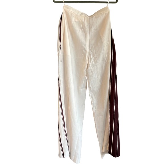 Commense Burgundy Striped Wide Leg Pants High Waist Career Casual Size‎ S - Picture 11 of 12